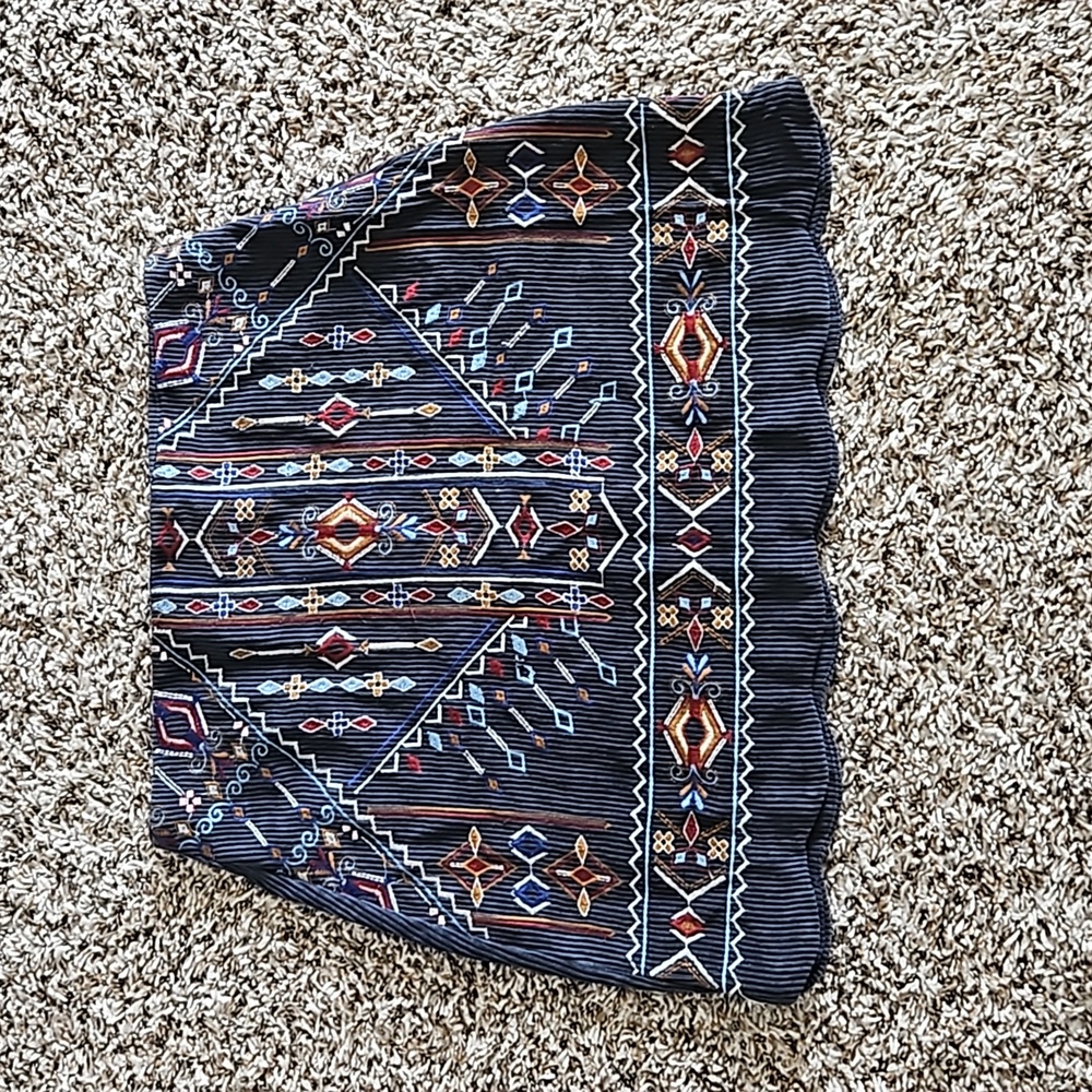 Corduroy embroidered skirt